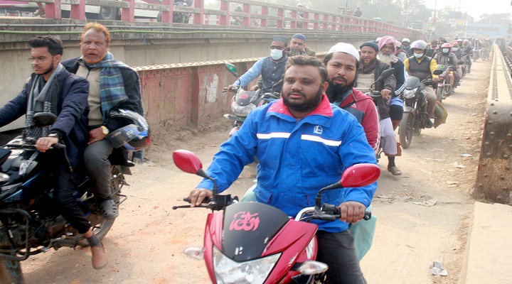 জামায়াত আমিরের আগমন উপলক্ষে দিনাজপুরে মোটরসাইকেল শোভাযাত্রা।