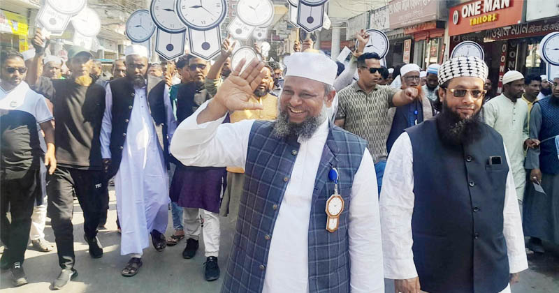 মৌলভীবাজার-৩ আসনে গণসংযোগয়ে ১০ দলীয় ঐক্যের প্রার্থী মাওলানা আহমদ বিলাল।