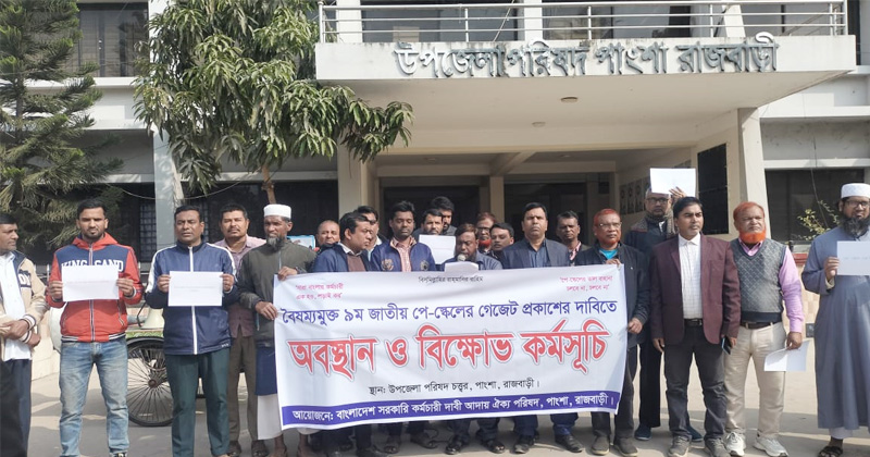 পে-স্কেলের গেজেট প্রকাশের দাবিতে পাংশায় বিক্ষোভ কর্মসূচি