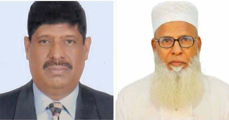 বিএনপি প্রার্থী আবুল হোসেন আজাদ ও অধ্যাপক মোক্তার আলী। ছবি: প্রতিনিধি