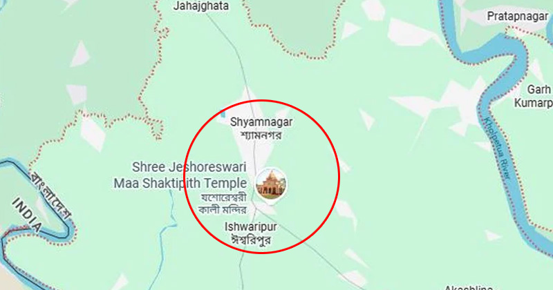 মানচিত্রে সাতক্ষীরার শ্যামনগর উপজেলা।