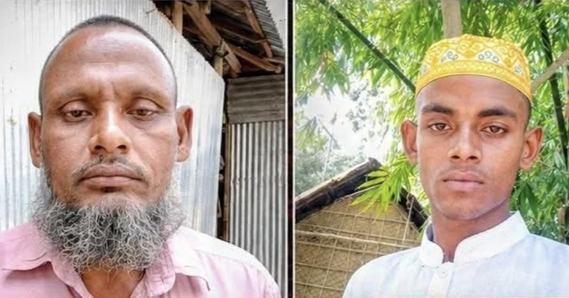 আসামি মোস্তাফিজুর রহমান জুয়েল ও তার ছেলে রাকিবুল ইসলাম রকি। ছবি: প্রতিনিধি