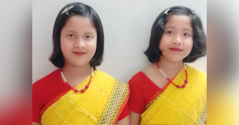 নিত্যপ্রিয়া অথৈ রায় ও নিত্যশ্রী তাথৈ রায়। ছবি: প্রতিবেদক