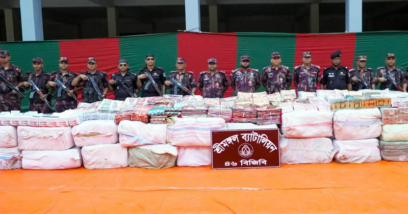 শ্রীমঙ্গলে যৌথ টাস্কফোর্সের অভিযানে তিন কোটি টাকার ভারতীয় পণ্য জব্দ