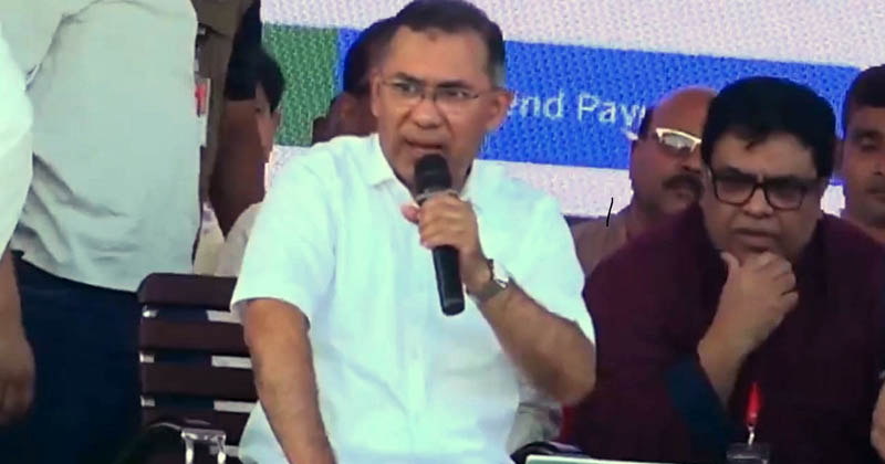 অনুষ্ঠানে বক্তব্য দিচ্ছেন তারেক রহমান।