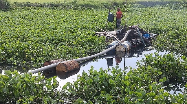 নদীতে বালু উত্তোলন, হুমকিতে কৃষি জমি ও বসতবাড়ি